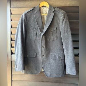 Banana Republic Men's Tailored Fit 38S Dark Grey 100% Cotton Military Jacket